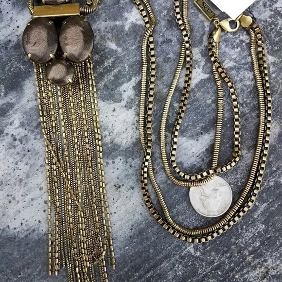 SILPADA KR Bronze Tone Multi Chain Leather Tassel Long Necklace 30 in - retired - Picture 4 of 11